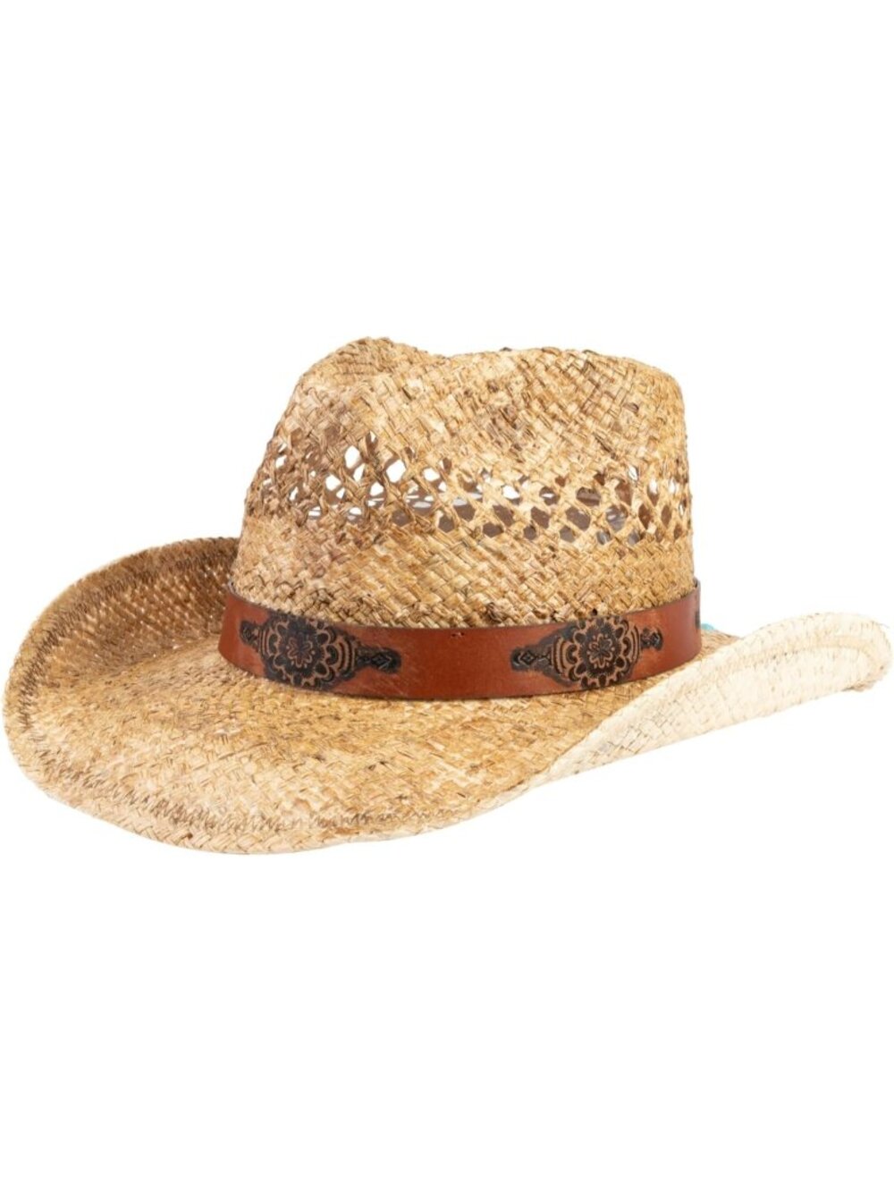 Unisex Brown Tan Straw Rancher Wide Brim Imported Cowboy Western Cowgirl Hat